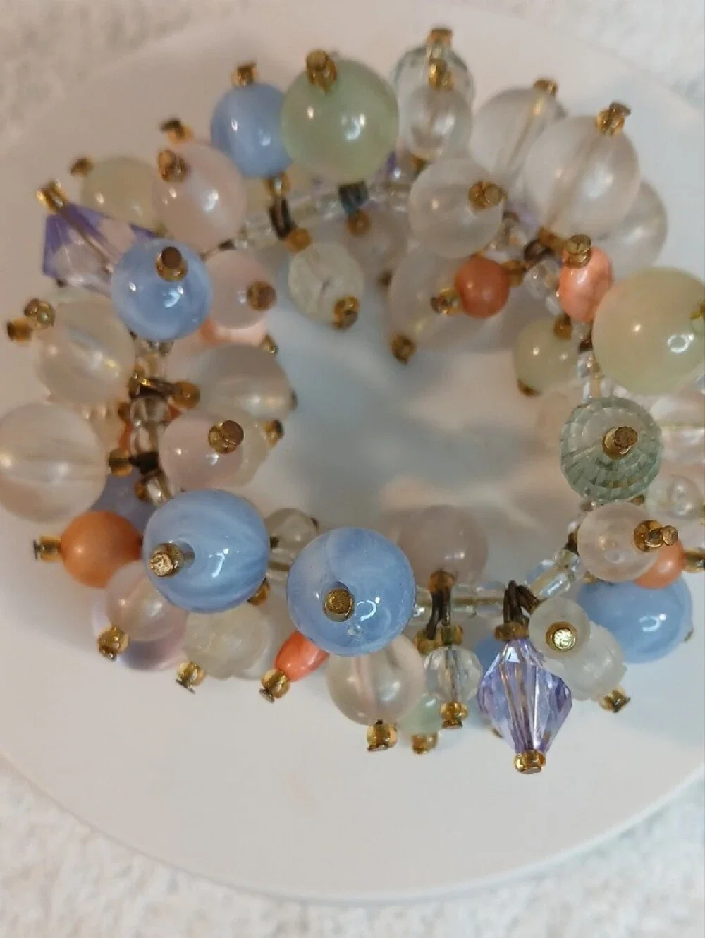 Handcrafted Pastel Bead Cluster Bracelet - Multi-Color